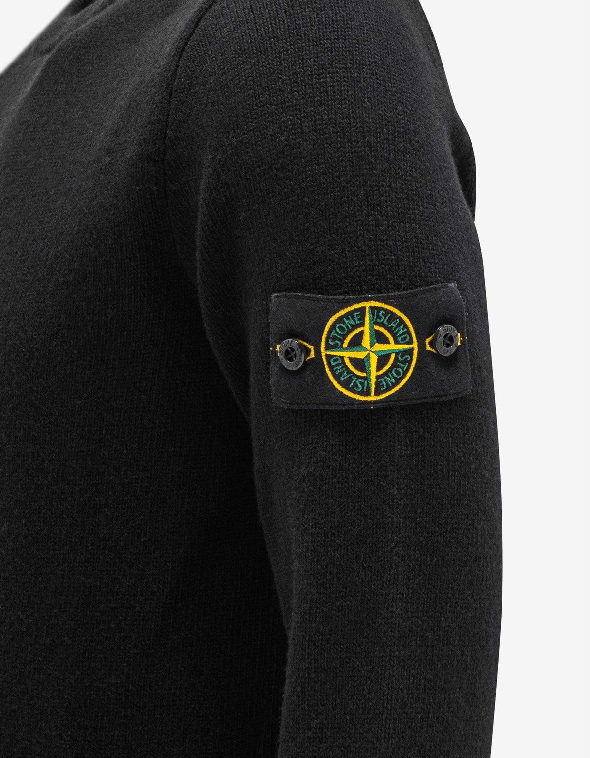 Stone Island Black Compass Badge Wool Sweater