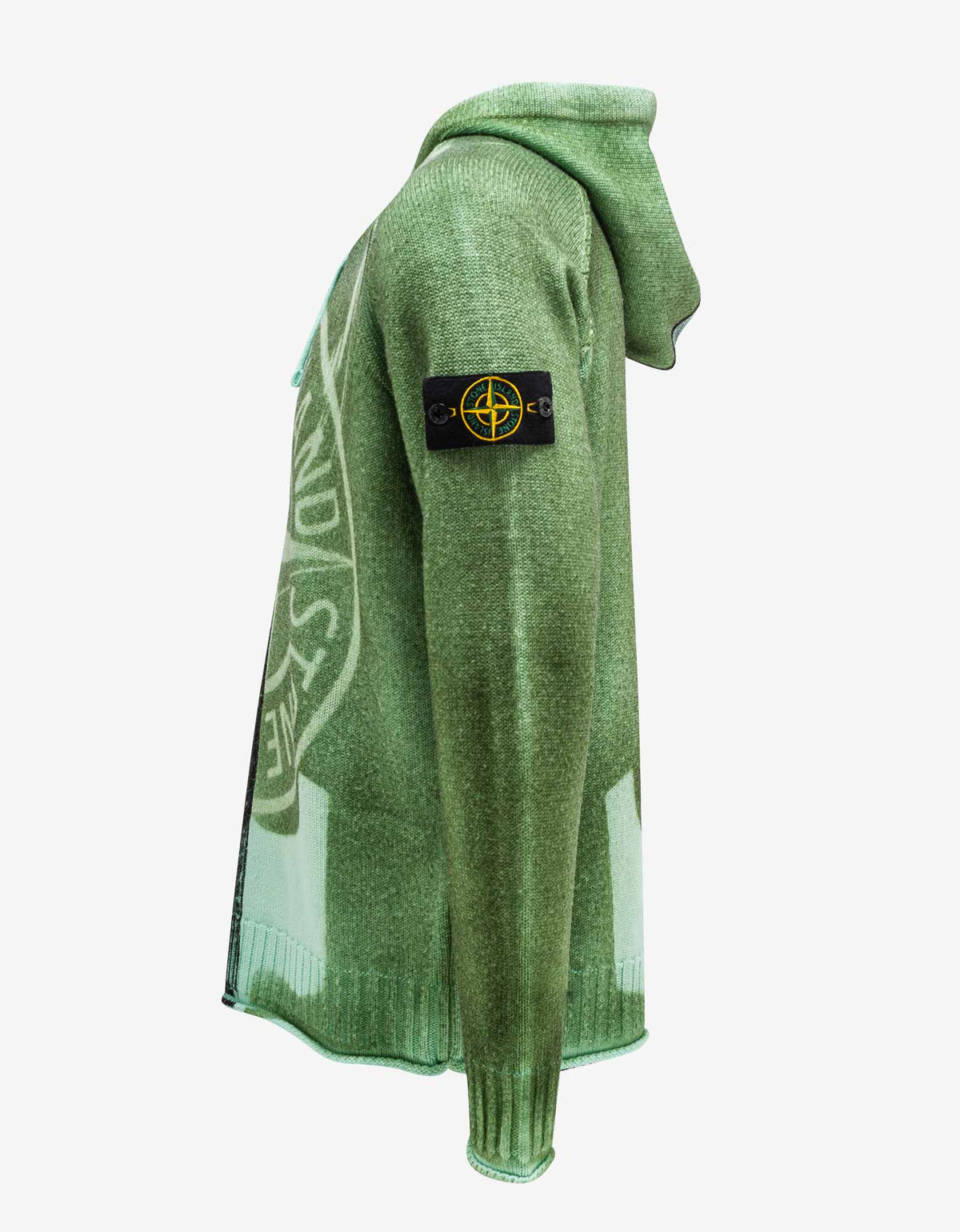 Stone Island Green Motion Saturation Logo Knitted Hoodie