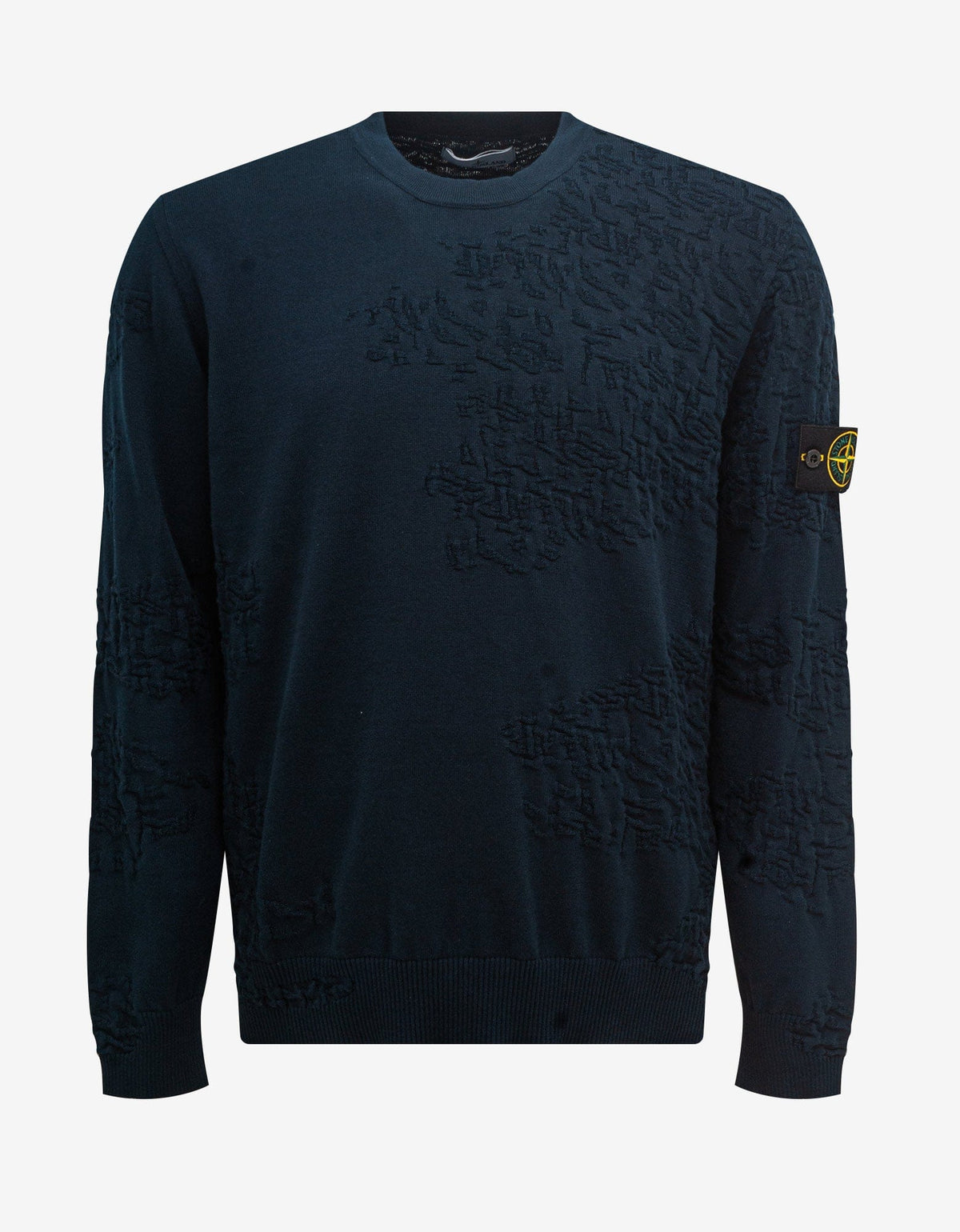 Stone Island Navy Blue Jacquard Sweater