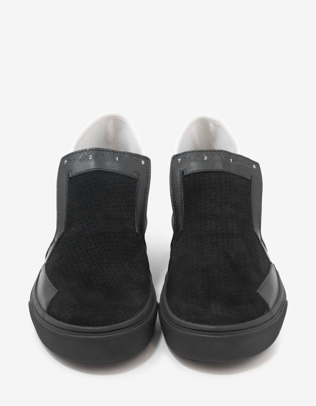 Stone Island Shadow Project Black Leather Slip-On Trainers