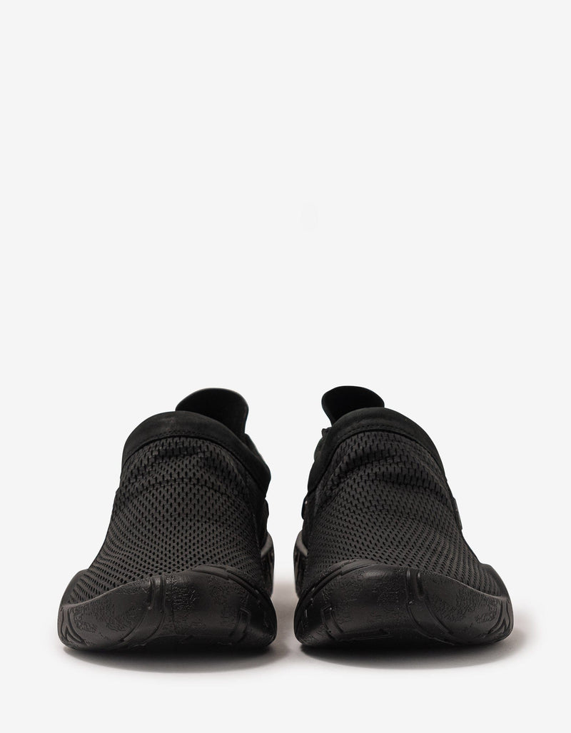 Stone Island Shadow Project Black Moc Debossed Leather & Mesh Trainers