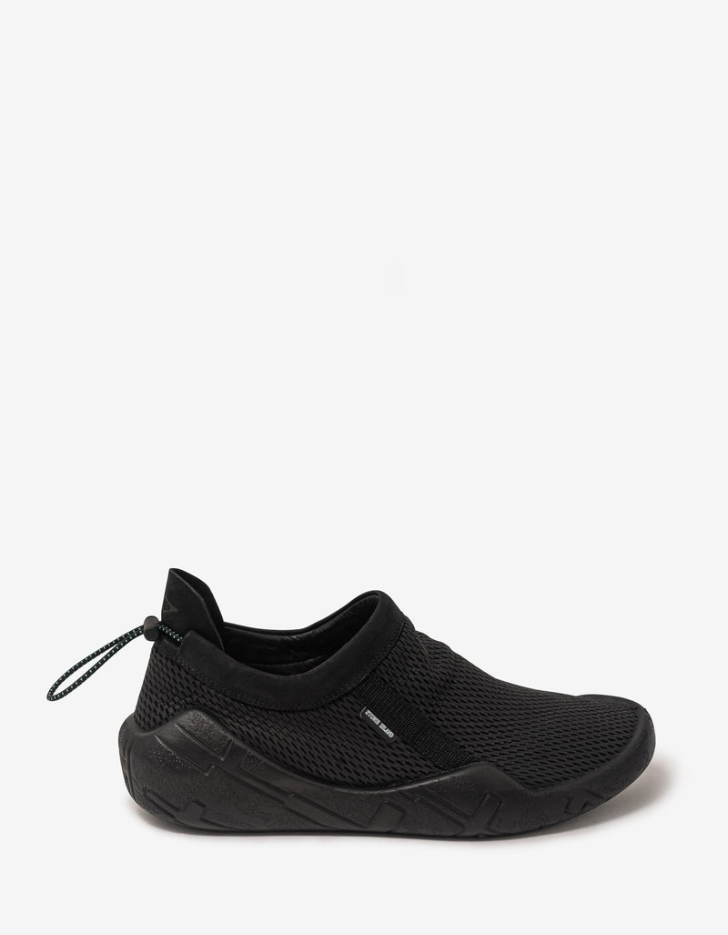 Stone Island Shadow Project Black Moc Debossed Leather & Mesh Trainers