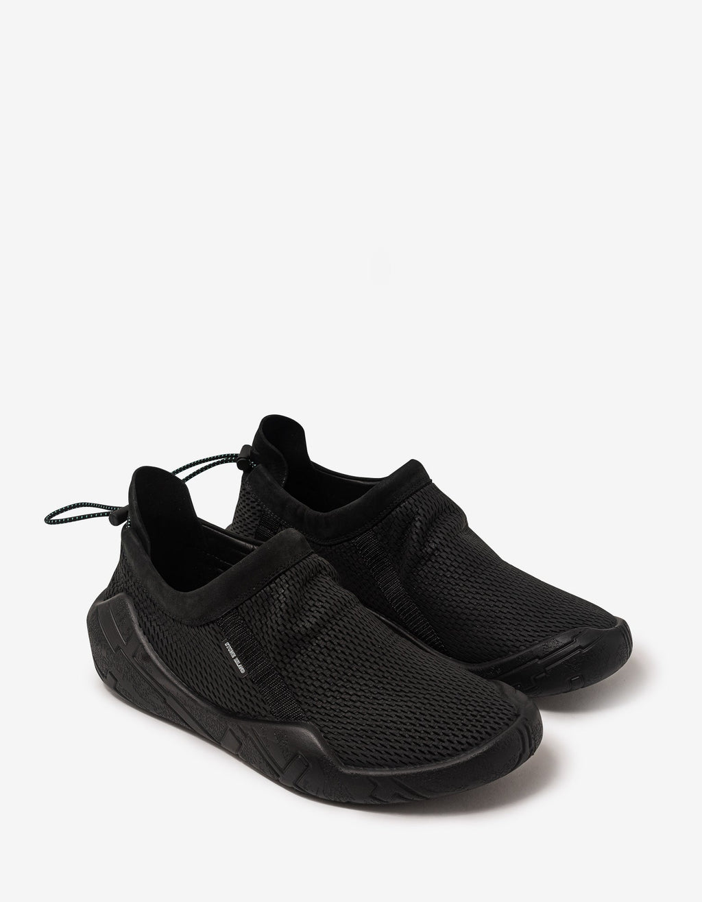 Stone Island Shadow Project Stone Island Shadow Project Black Moc Debossed Leather & Mesh Trainers