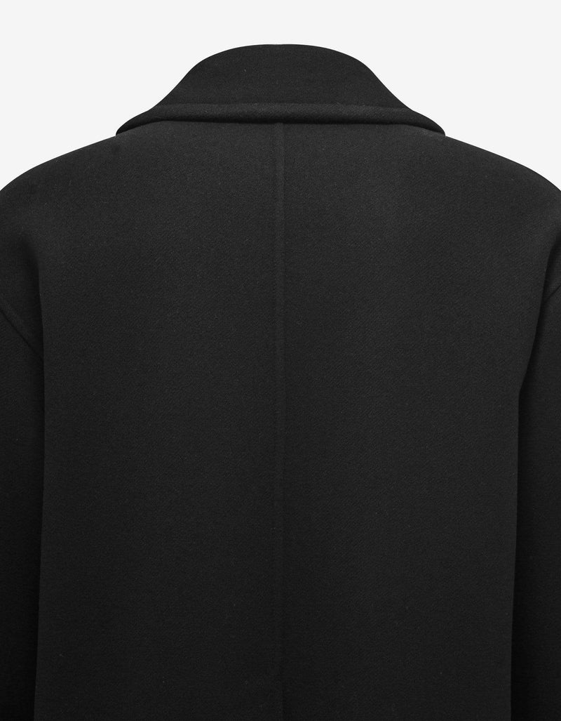 Valentino Black Double-Breasted Wool Pea Coat
