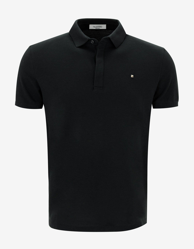 Valentino Black Polo T-Shirt with Rockstud