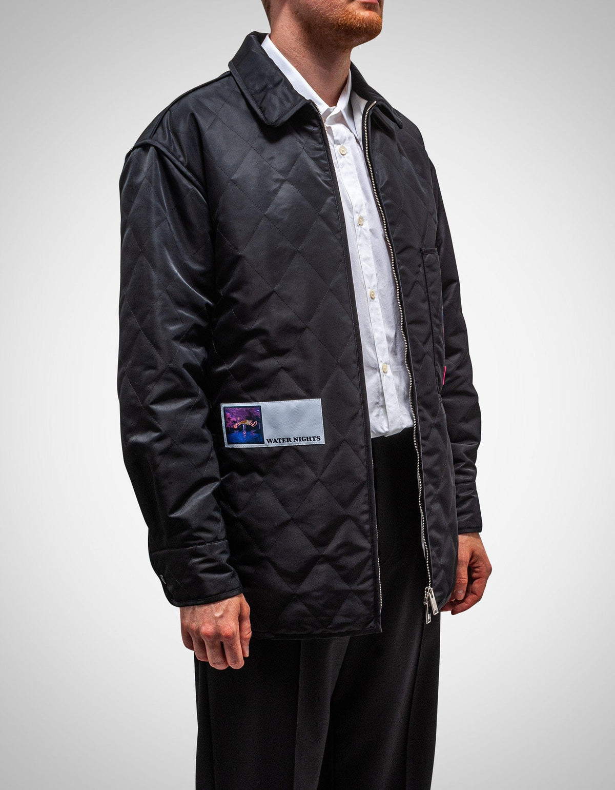 Valentino Black Quilted Jacket with Vaporwave Patches