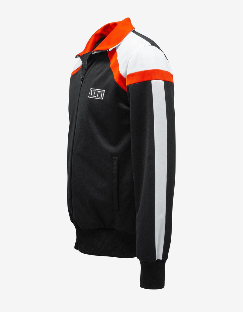Valentino Black Track Jacket with Orange Stripes
