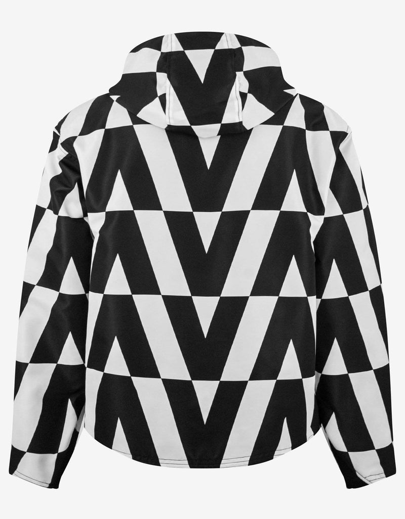 Valentino Black & White Logo Monogram Nylon Windbreaker