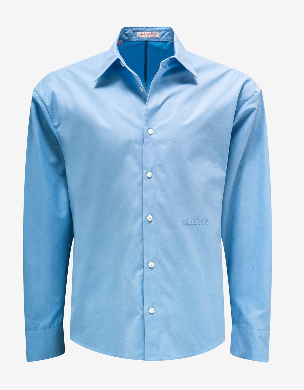 Valentino Blue Logo Embroidered Shirt