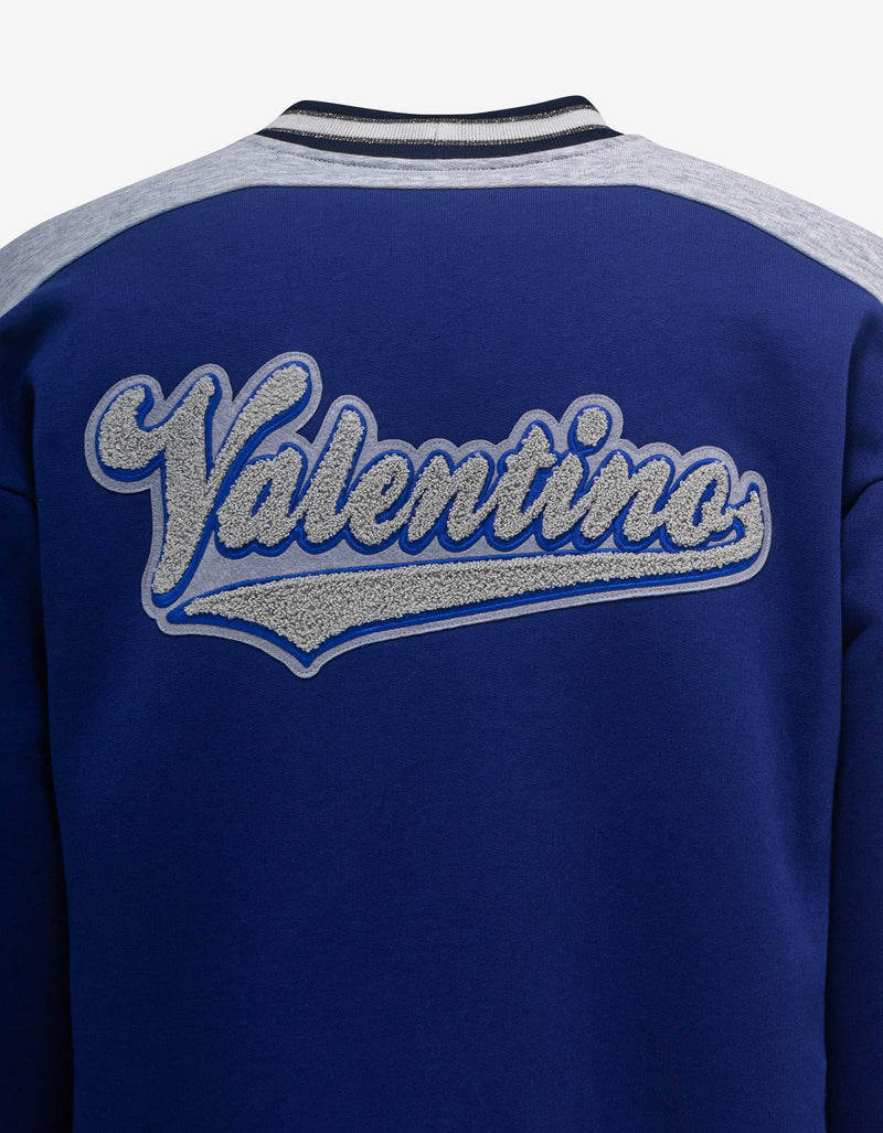 Valentino Blue V Crew Patches Cardigan