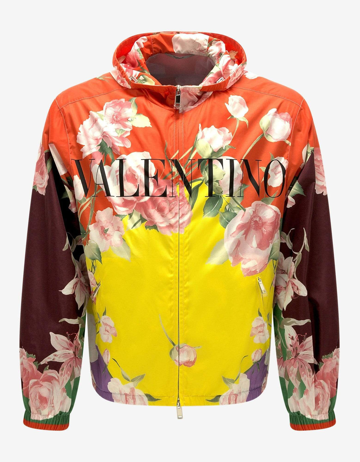 Valentino Flying Flowers Print Nylon Windbreaker