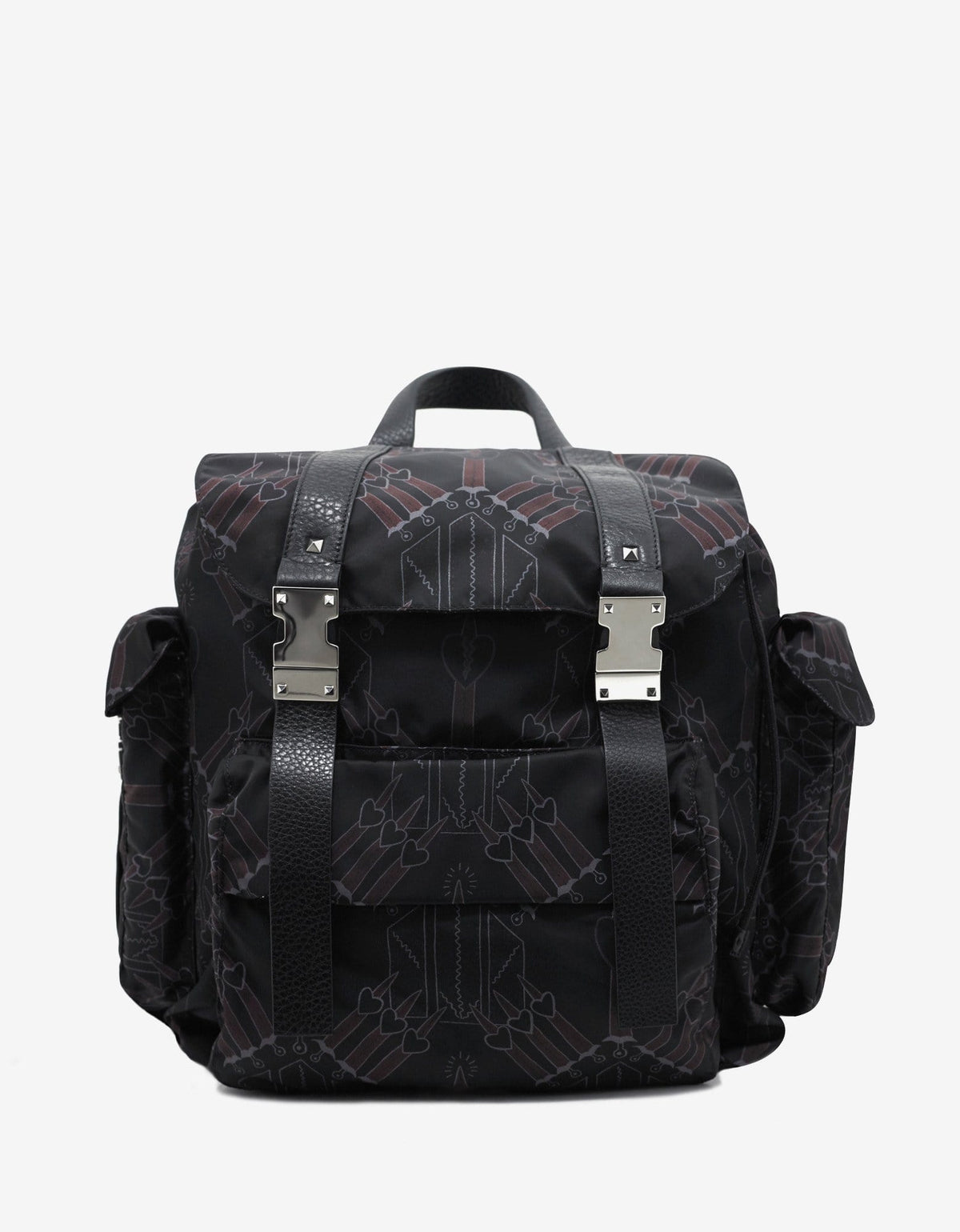 Valentino Garavani Black Loveblade Print Backpack