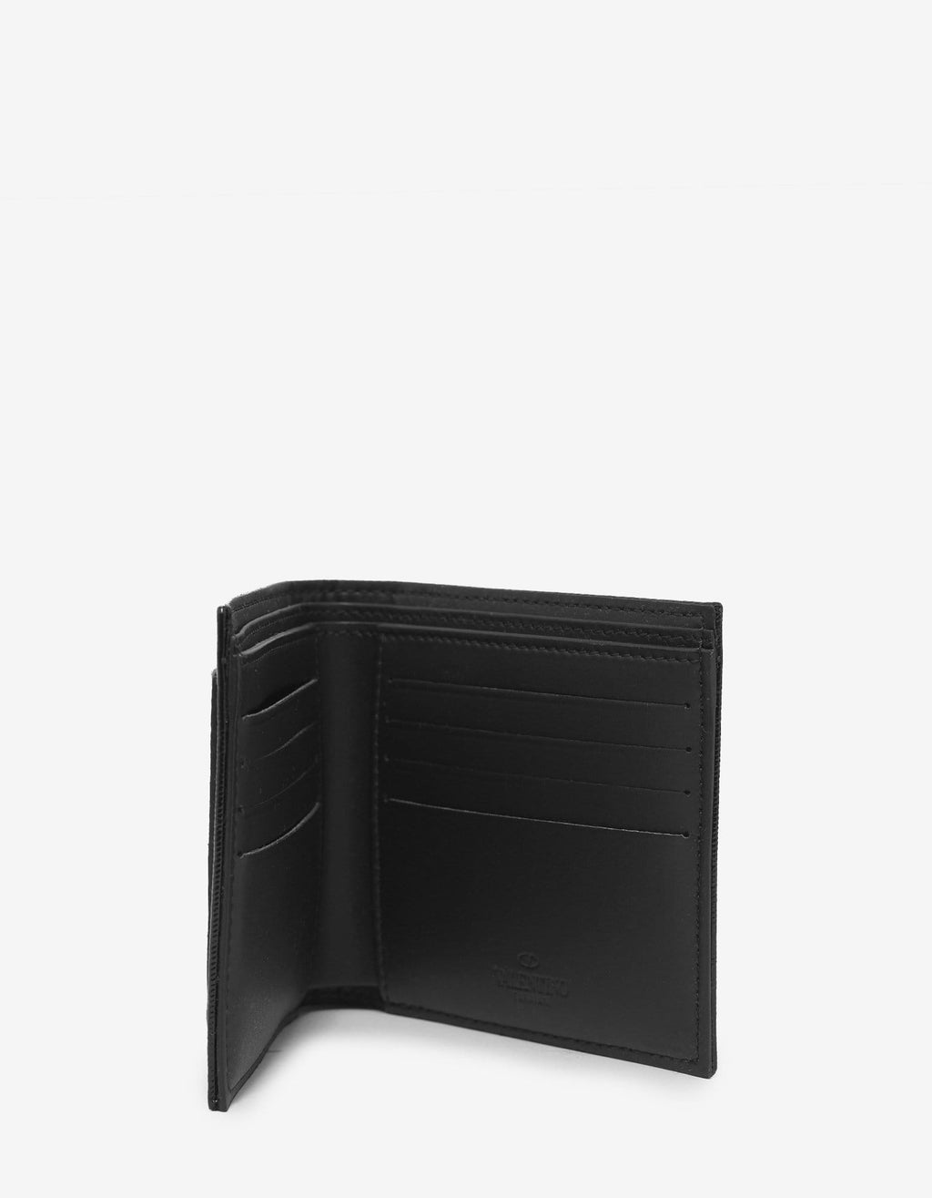 Valentino Garavani Black Patent Leather VLTN Billfold Wallet