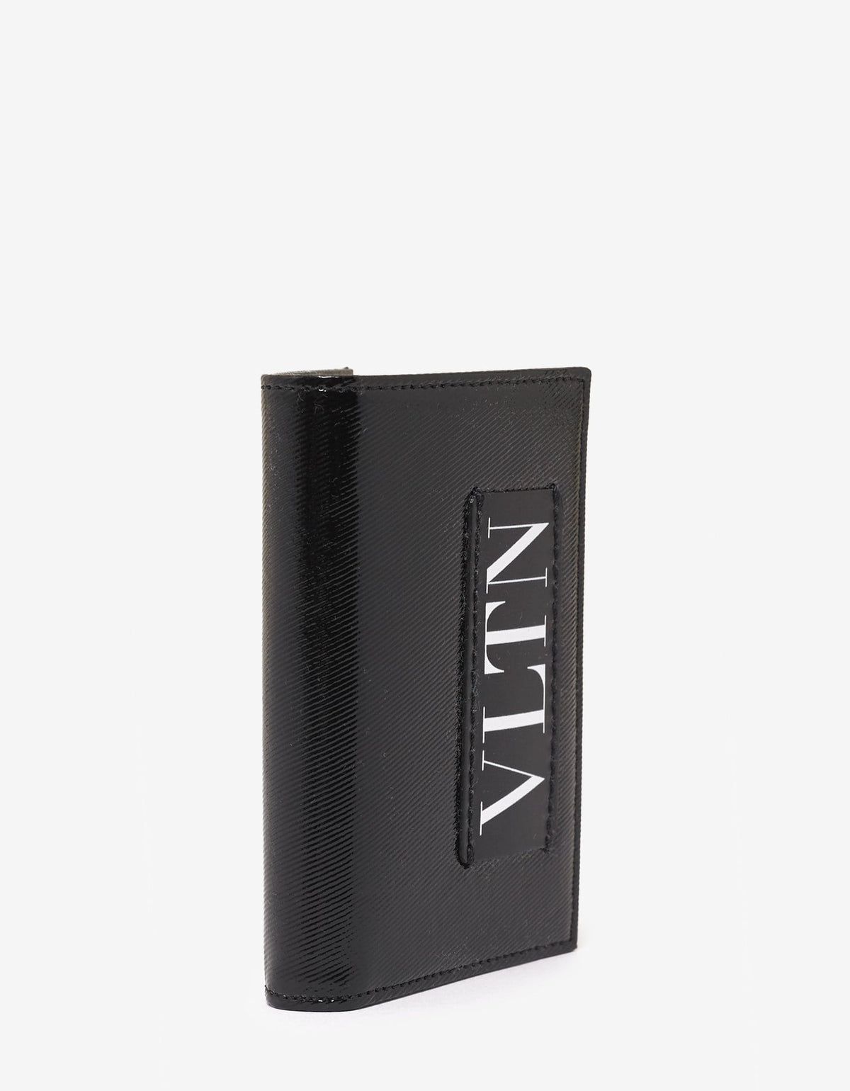 Valentino Garavani Black Patent Leather VLTN Card Wallet