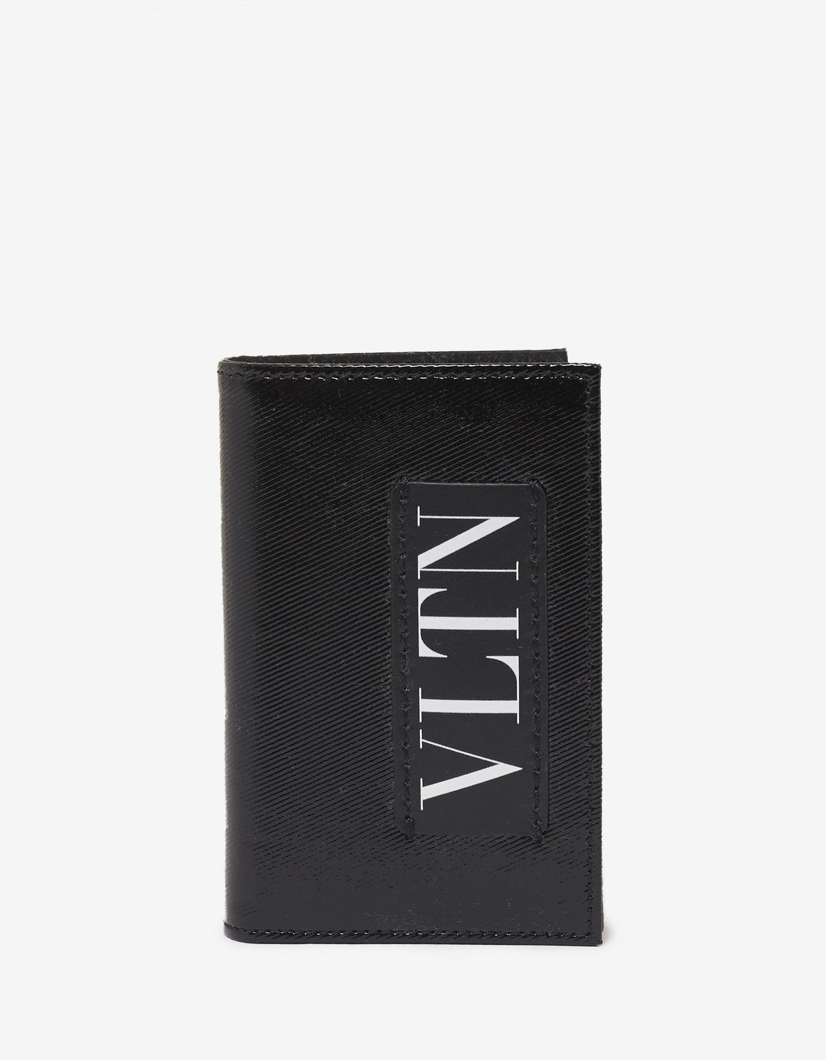 Valentino Garavani Black Patent Leather VLTN Card Wallet
