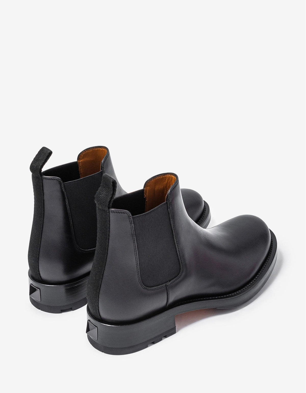 Valentino Garavani Black Roman Stud Leather Chelsea Boots
