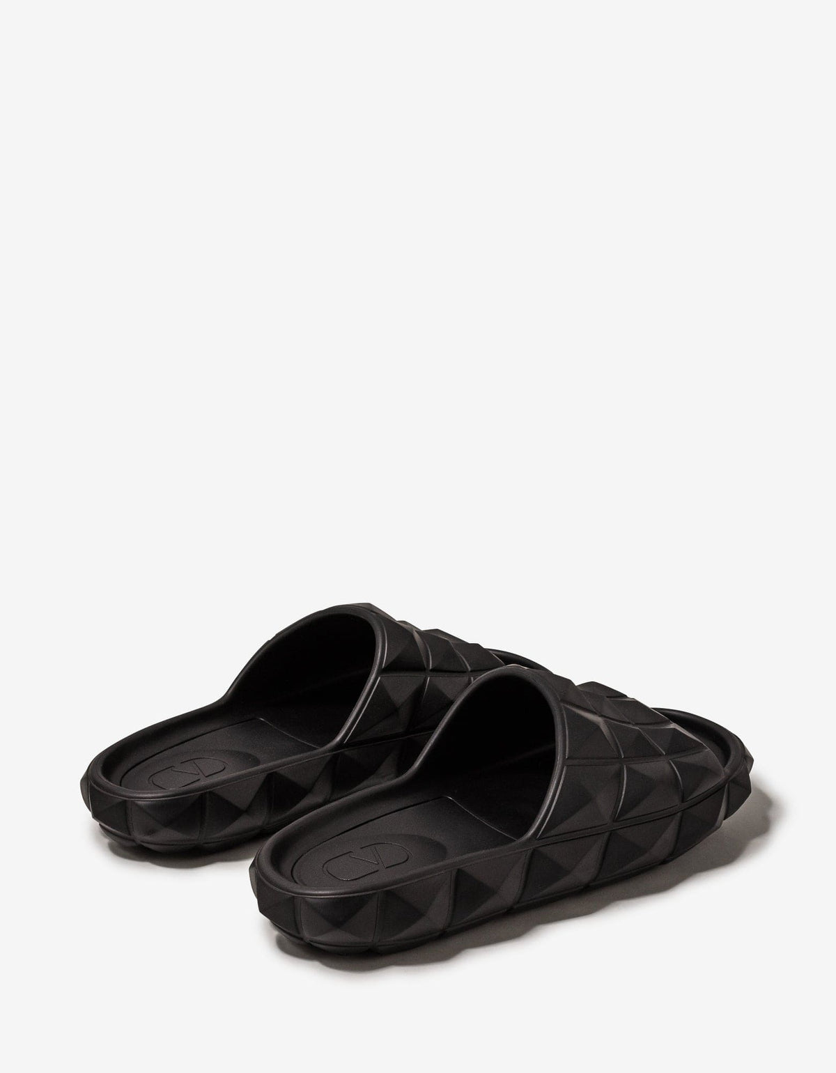 Valentino Garavani Black Roman Stud Turtle Slide Sandals