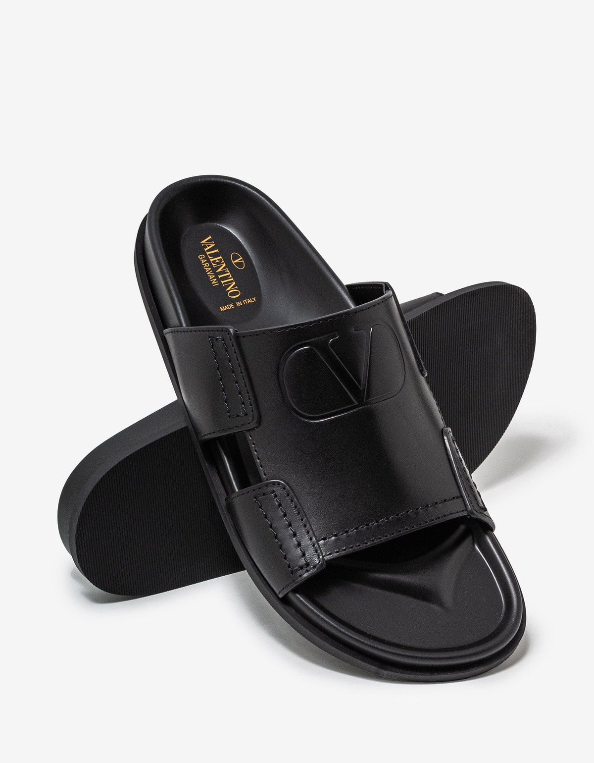 Valentino Garavani Black VLogo Leather Sandals