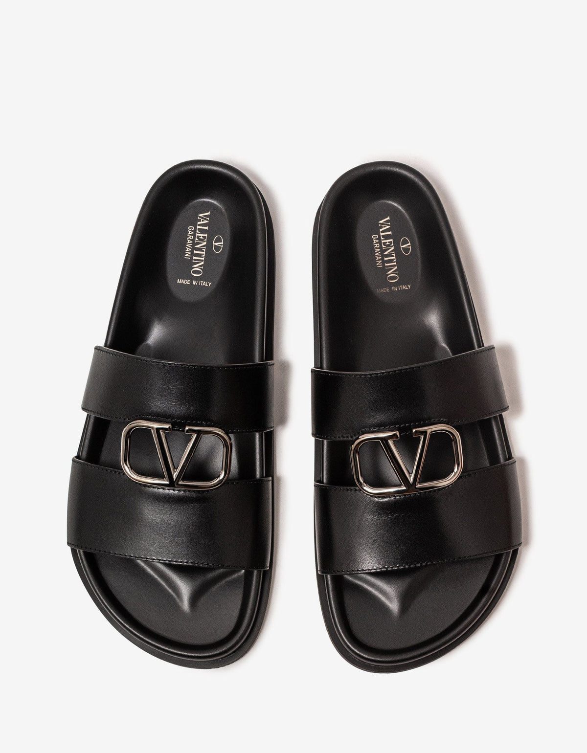 Valentino Garavani Black VLogo Slide Sandals