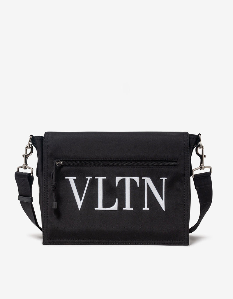 Valentino Garavani Black VLTN Nylon Messenger Bag