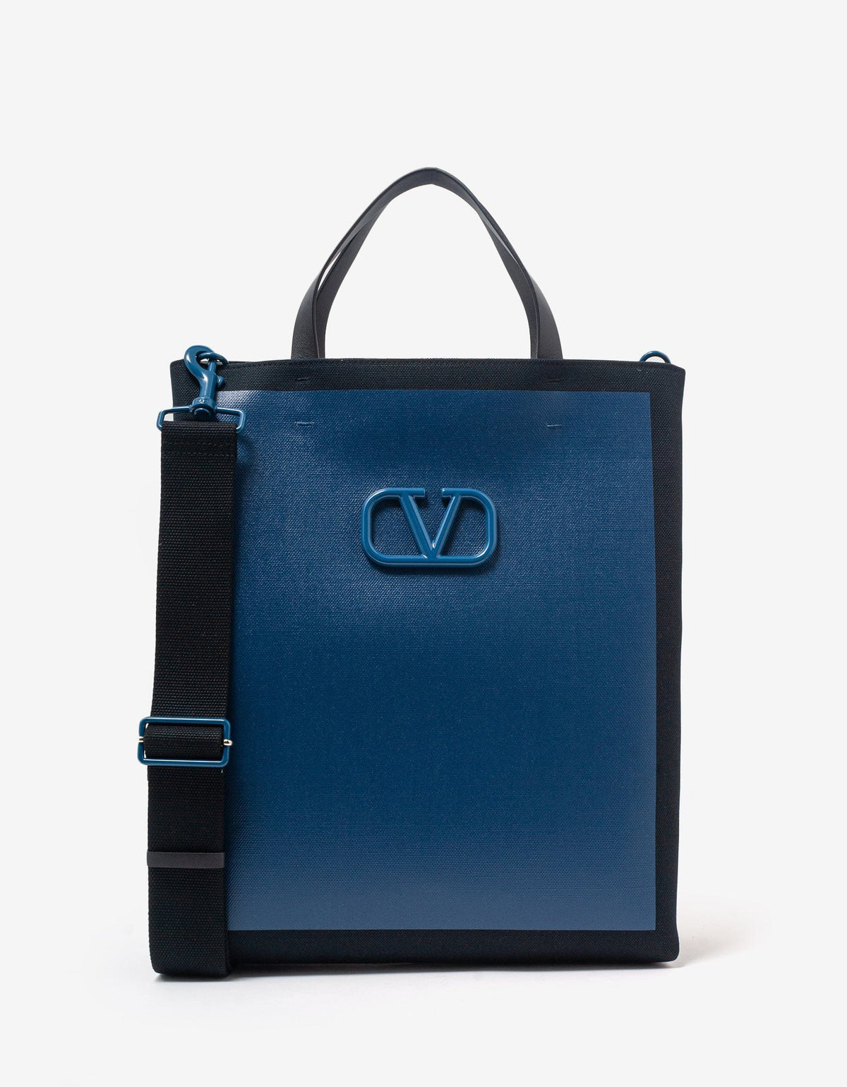 Valentino Garavani Blue VLogo Signature Canvas Shopping Bag