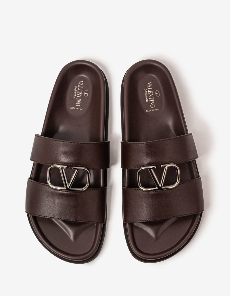 Valentino Garavani Brown VLogo Slide Sandals