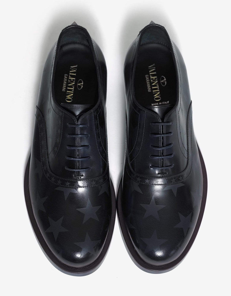 Valentino Garavani Midnight Blue Star Print Oxford Shoes