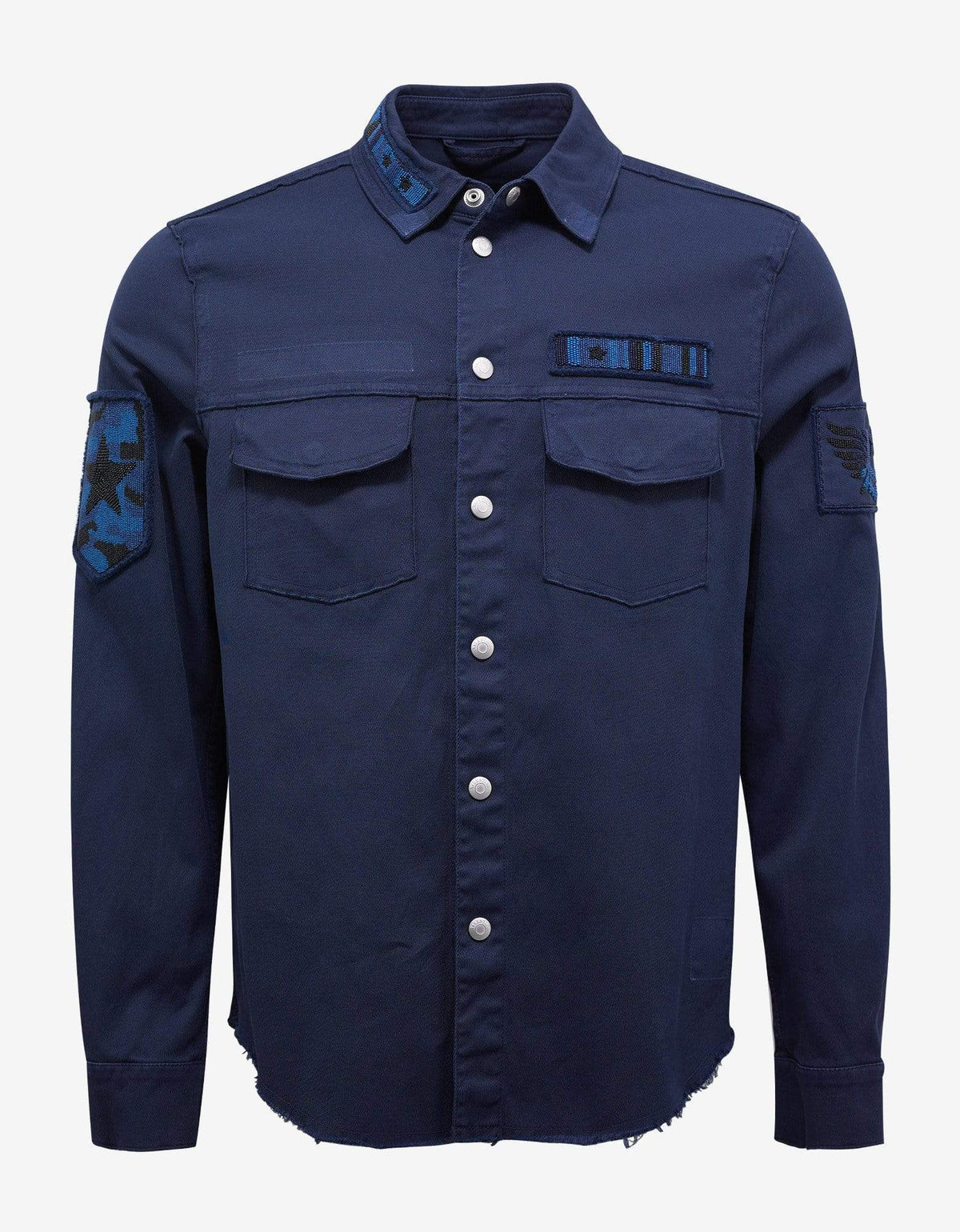 Valentino Navy Blue Beaded Military Shirt