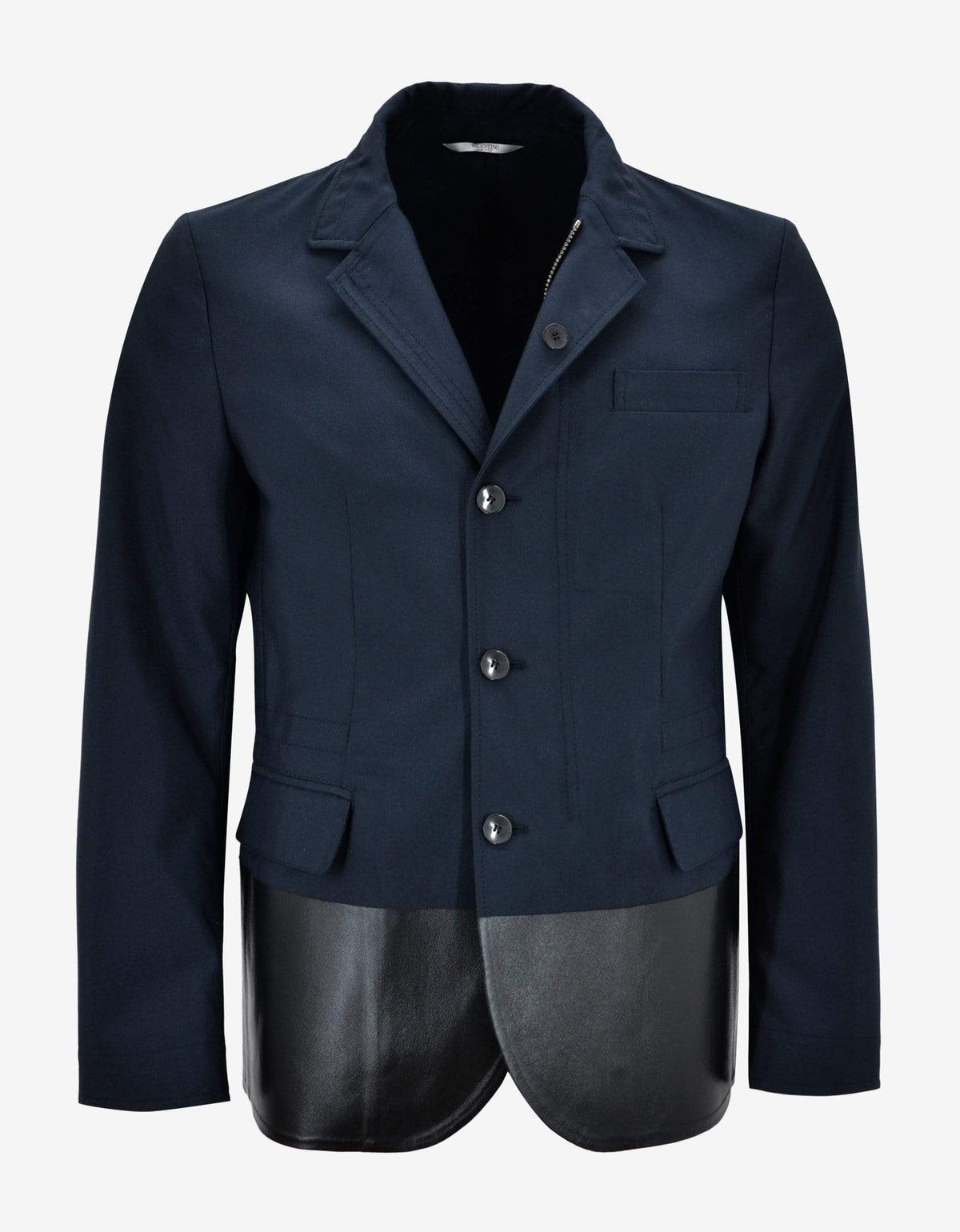 Valentino Navy Blue Jacket with Leather Panel