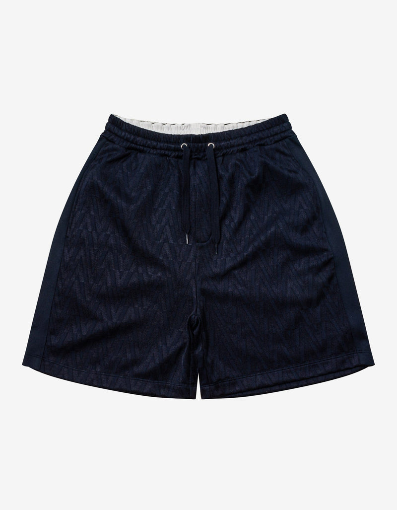 Valentino Navy Blue Optical Logo Jacquard Shorts