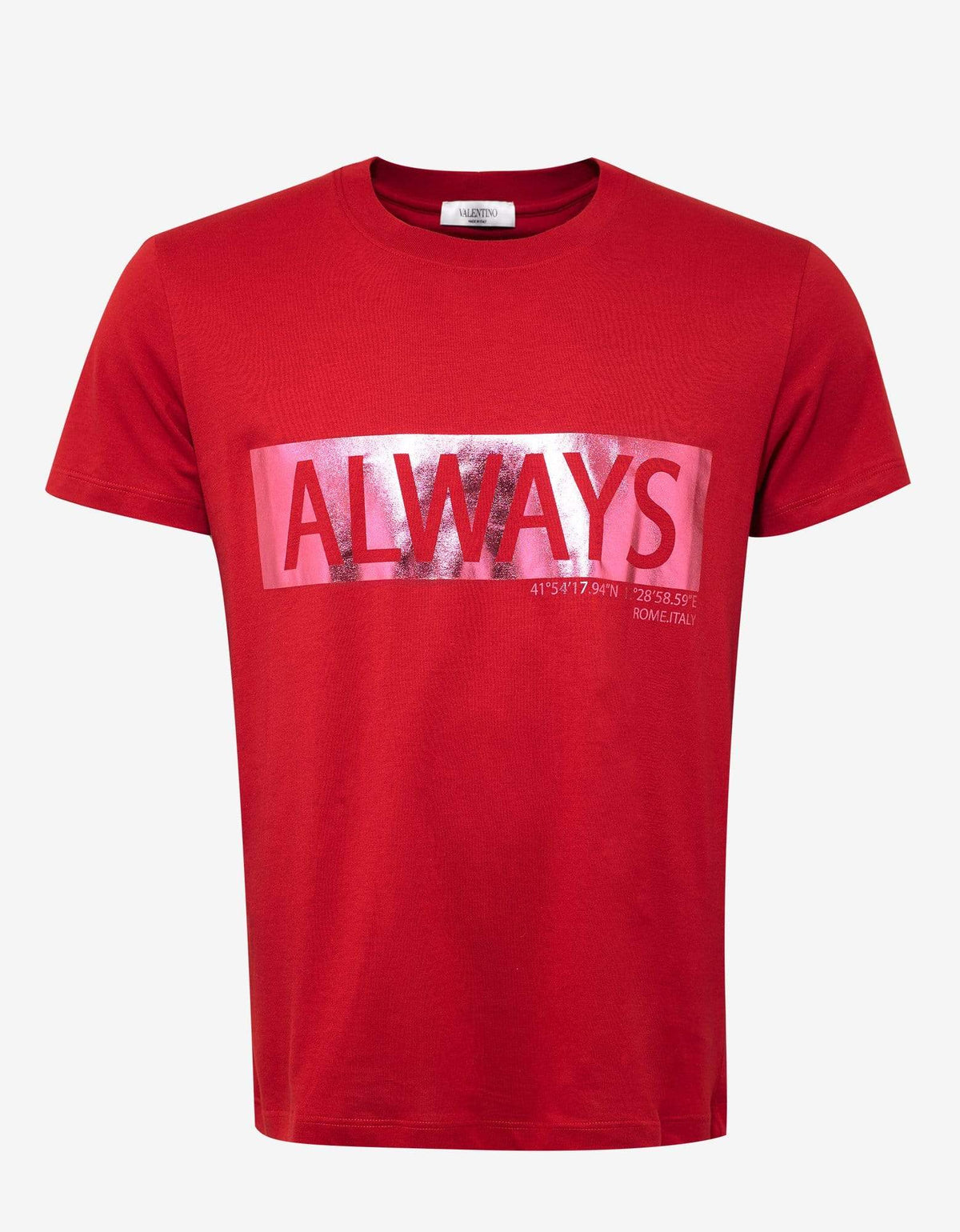 Valentino Red 'Always' Print T-Shirt