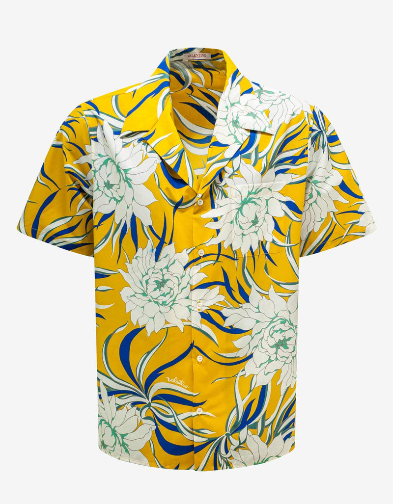 Valentino Street Flowers Couture Peonies Print Bowling Shirt