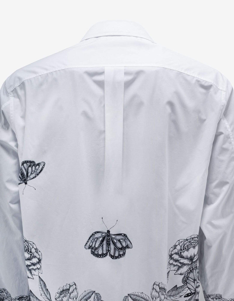 Valentino White Dark Blooming Print Oversized Shirt