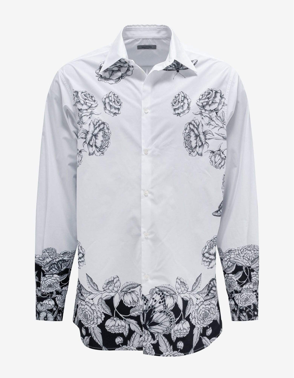 Valentino Valentino White Dark Blooming Print Oversized Shirt