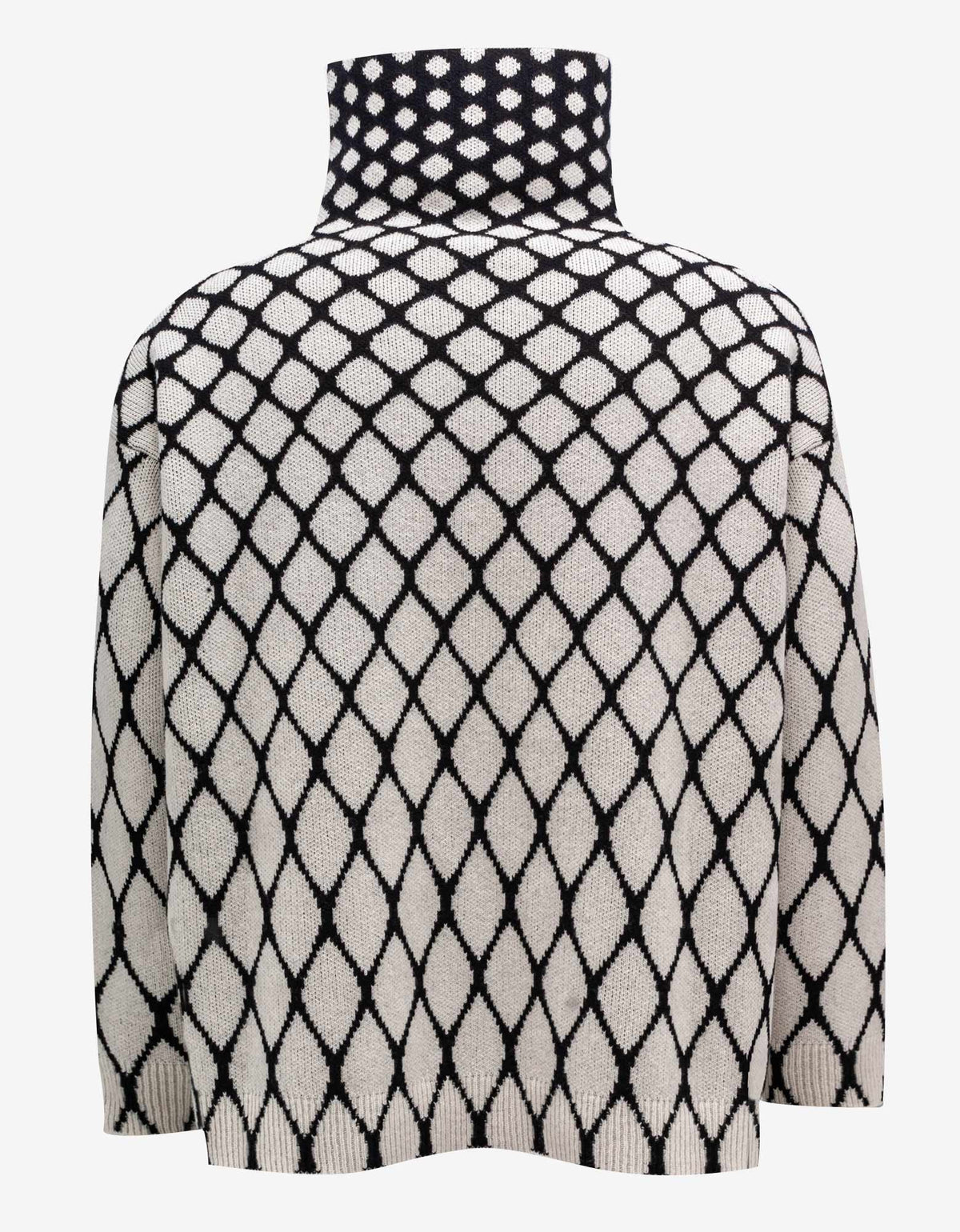 Valentino Wool & Jacquard Mesh Roll Neck Sweater