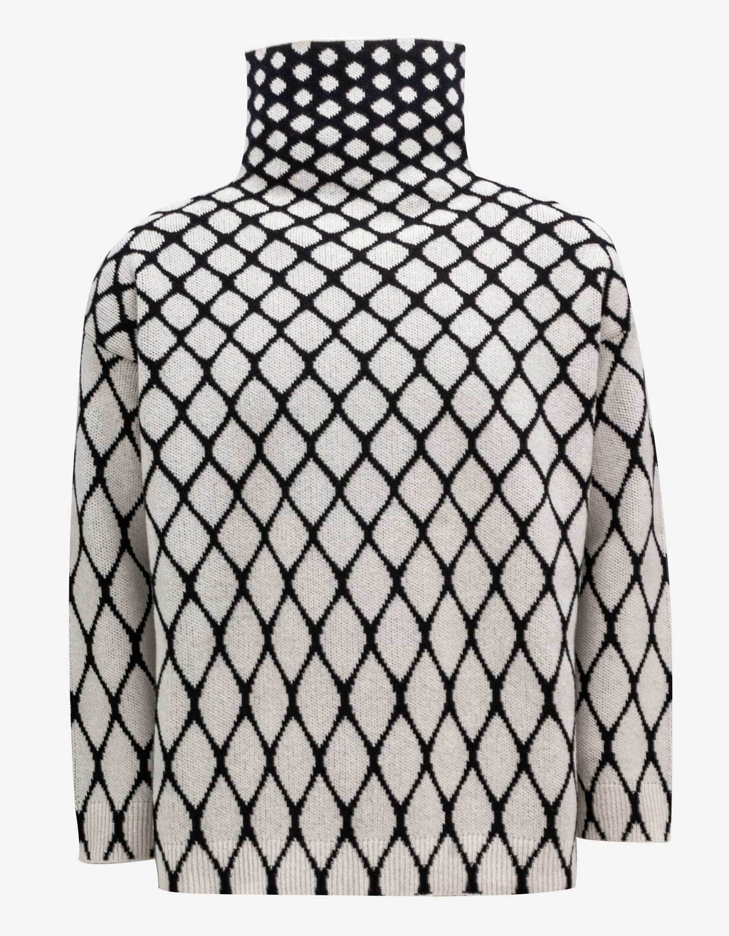 Valentino Valentino Wool & Jacquard Mesh Roll Neck Sweater