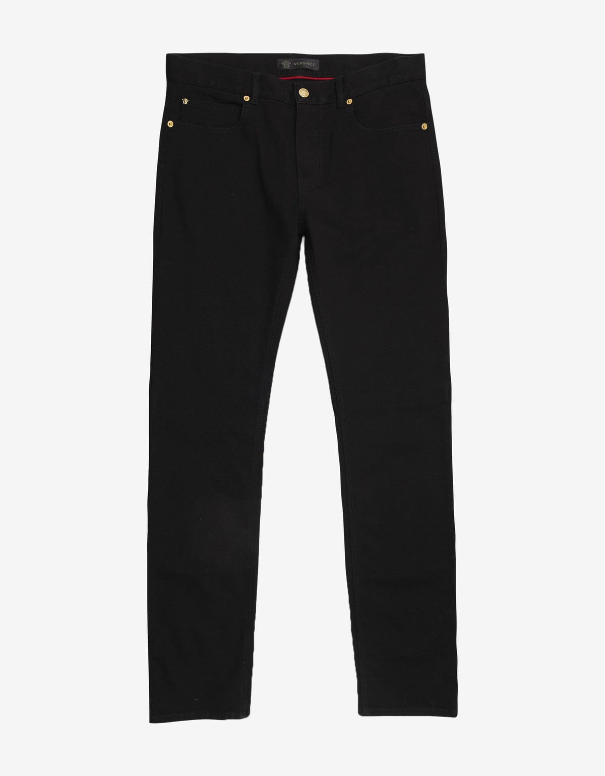 Versace Black Crest Embroidery Slim Jeans