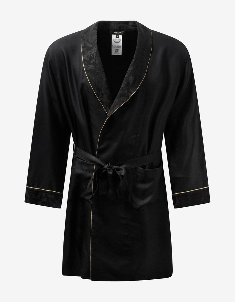 Versace Black Silk Dressing Gown