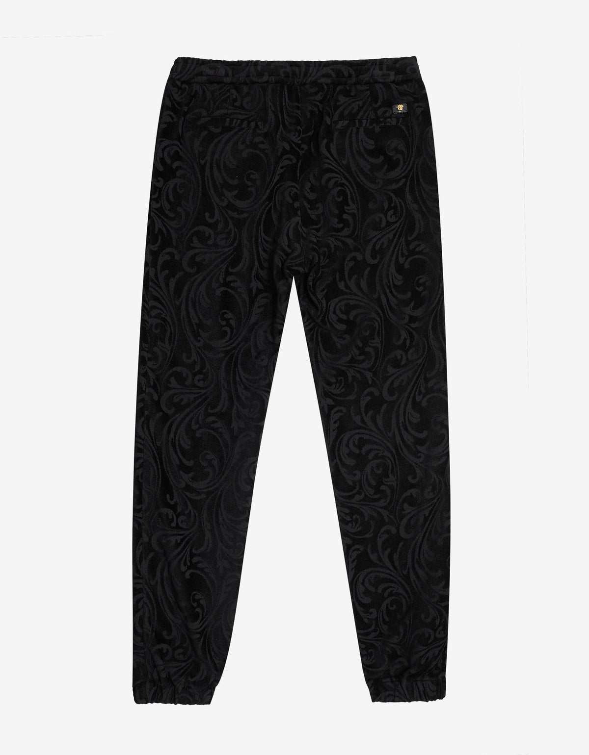 Versace Black Velvet Baroque Sweat Pants