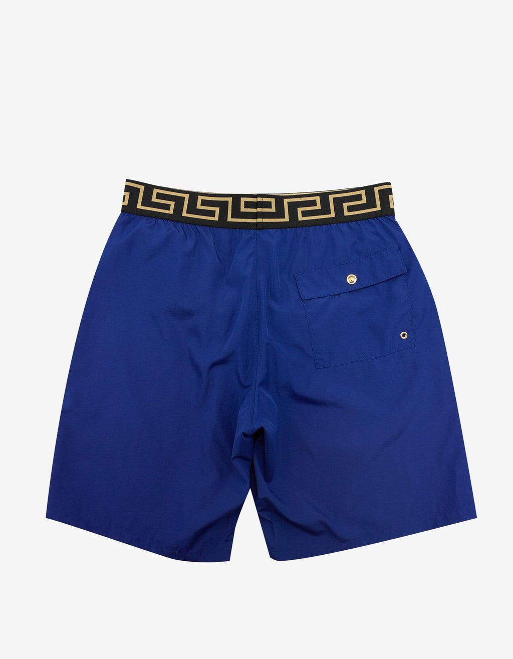 Versace Gym Blue Greek Pattern Long Swim Shorts