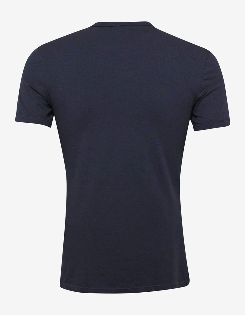 Versace Gym Navy Blue Greca Trim Stretch Cotton T-Shirt