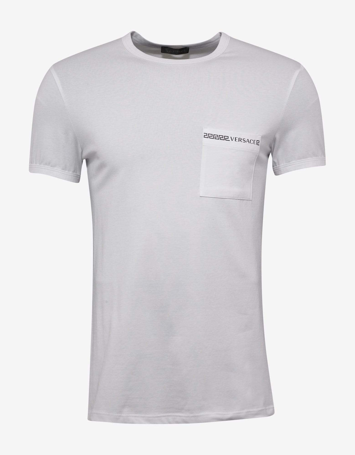 Versace Gym White Greca Trim Stretch Cotton T-Shirt