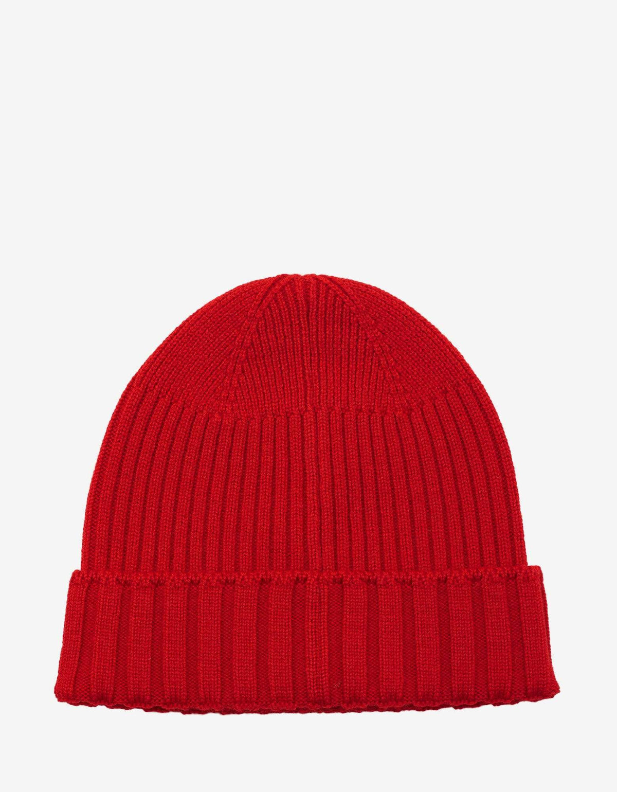 Versace Red Ribbed Wool Beanie Hat