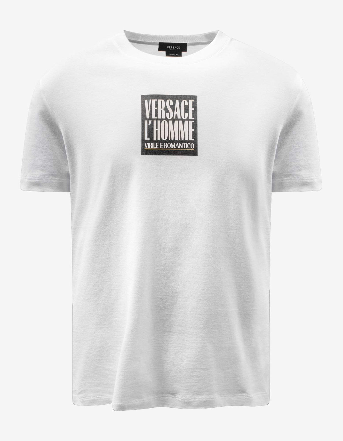 Versace White L'Homme Logo Print T-Shirt