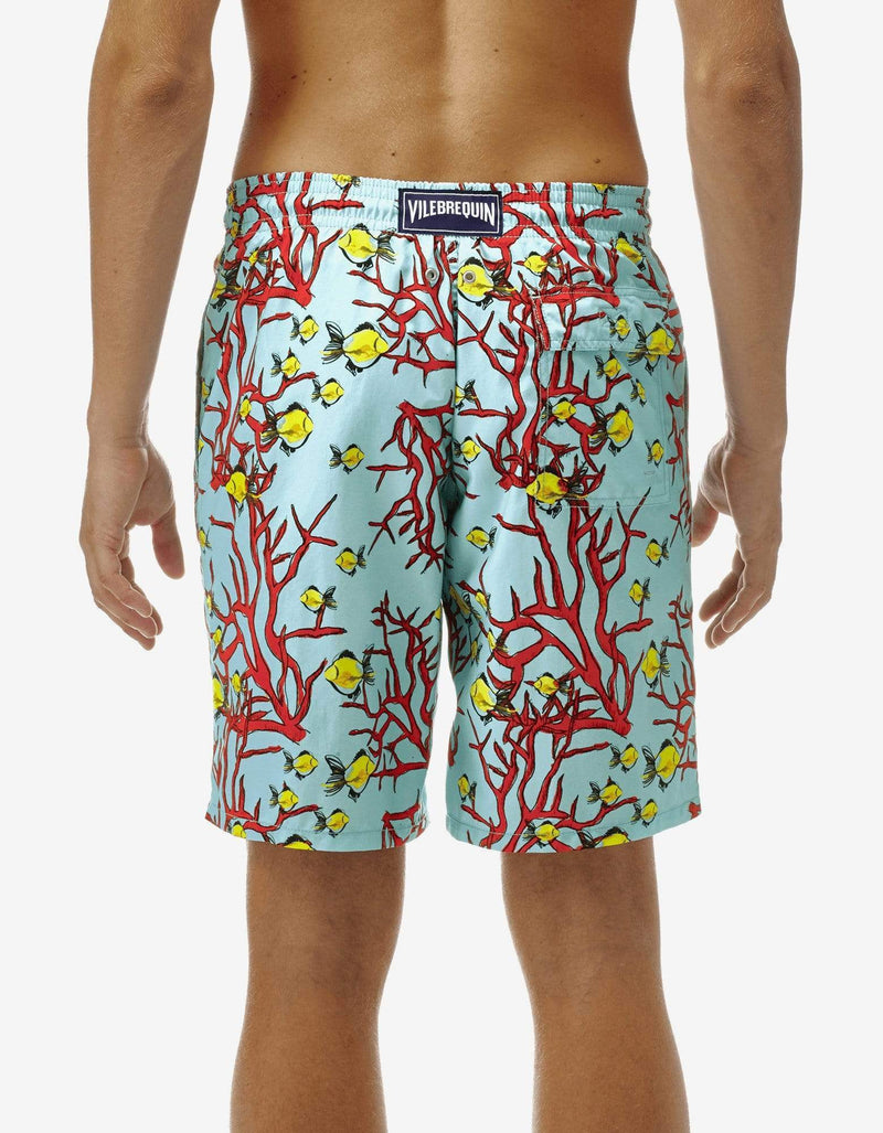 Vilebrequin Lagoon Blue Coral & Fish Print Moorea Swim Shorts