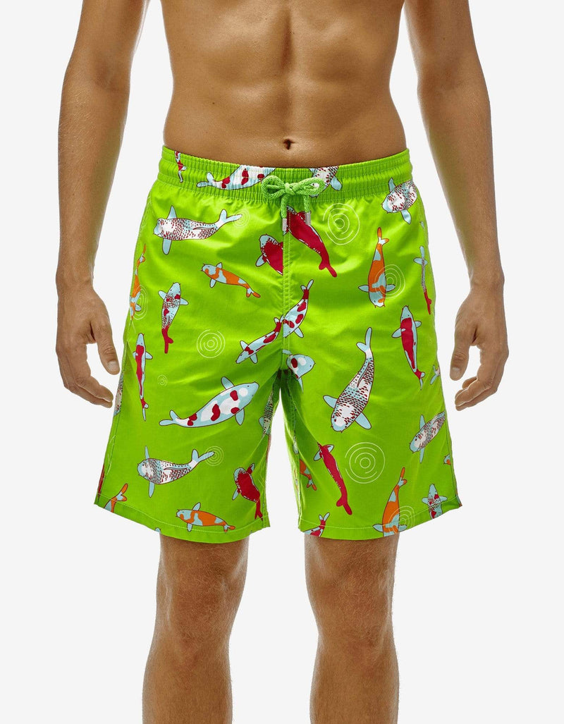 Vilebrequin Wasabi Green Carp Print Moorea Swim Shorts