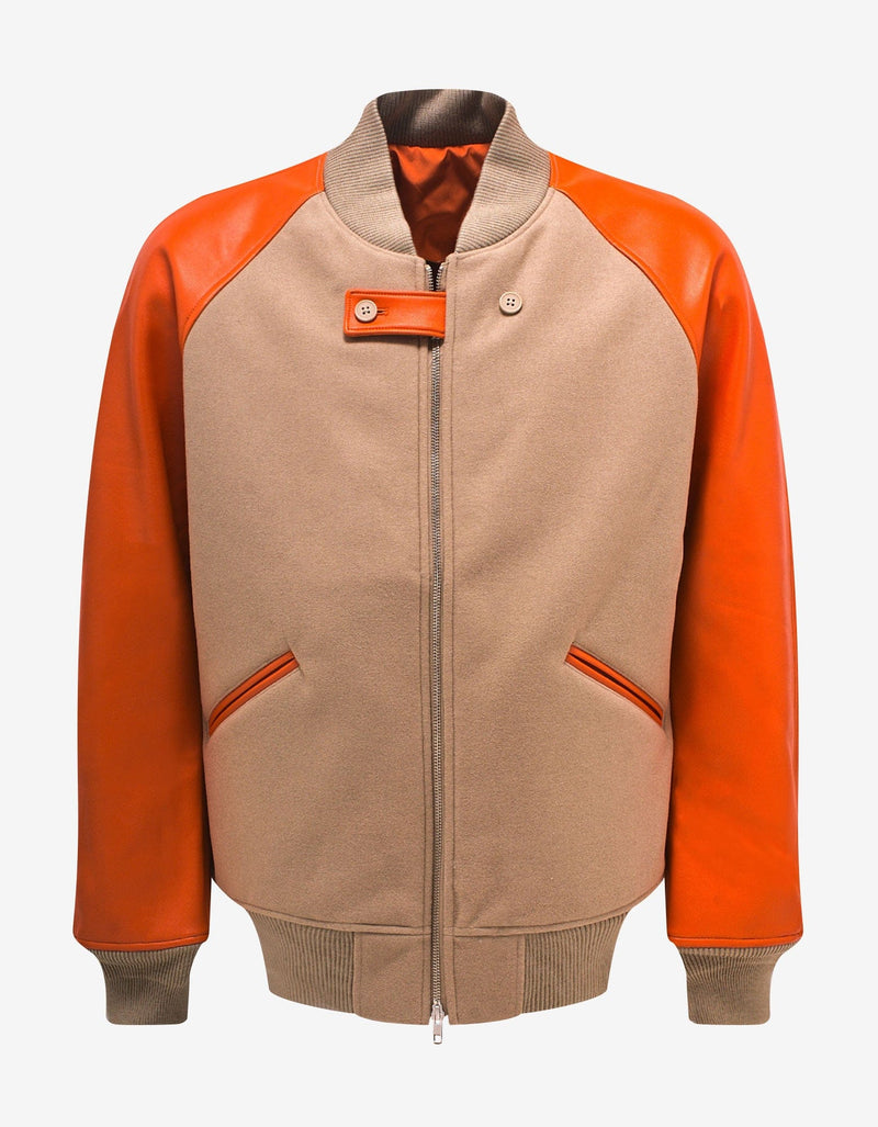 Y-3 Beige and Orange Classic Varsity Jacket