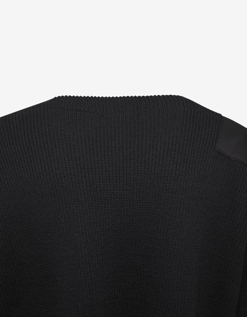 Yohji Yamamoto Black Wool Sweater with Contrast Patches
